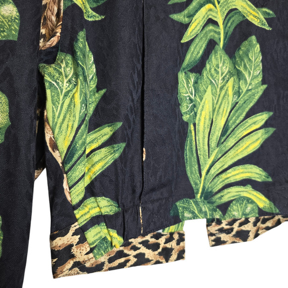 Vintage 80s 100% Cotton Jungle Print Cropped Button Up Lorraine Wardy Jacket XS - Picture 5 of 9